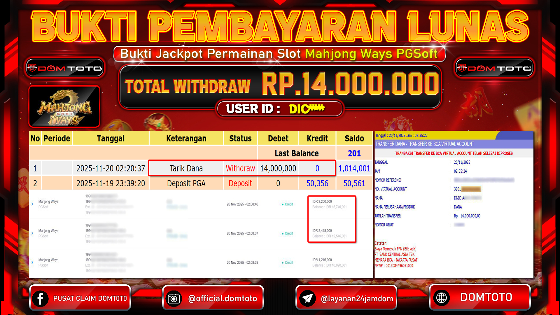 JACKPOT SLOT Mahjong Ways PGSoft 20 NOVEMBER 2025